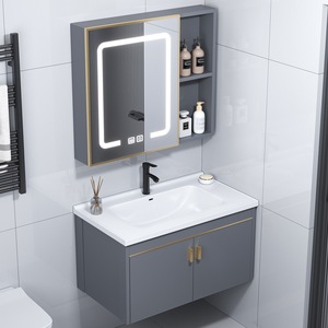 Grey modern minimalist style 2026 new style smart mirror cabinet <b>bathroom</b> cabinet floor-standing - Product Image 4
