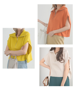 Personnalisé Zip up tricoté sans manches Crop tricots laine <span class=keywords><strong>cachemire</strong></span> femmes fermeture éclair recadrée pull <span class=keywords><strong>gilet</strong></span> pour femmes Polyester Viscose - Product Image 3