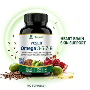Cápsulas Blandas Veganas de Omega 3-6-7-9, Complejo Omega de Origen Vegetal, Apoyo para el Corazón, el Cerebro y la Piel, Suplemento Dietético, Marca Privada OEM - Product Image 4