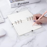Classeur à anneaux transparent en PVC souple A5/A6/A7 Classeur à feuilles mobiles avec couverture transparente pour cahier réutilisable à 6 anneaux