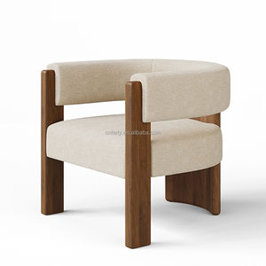 Fauteuil d'appoint contemporain en bois FERLY, fauteuil lounge luxueux en bouclette pour salon, hôtel, villa, design de meubles élégant - Product Image 1