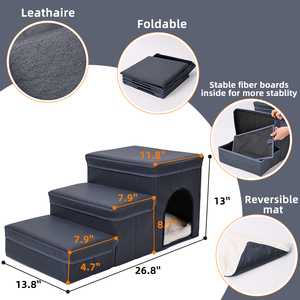 <span class=keywords><strong>Rampe</strong></span> d'escalier 2-en-1 grande capacité <span class=keywords><strong>pour</strong></span> chiots avec boîte de rangement, mobilier <span class=keywords><strong>pour</strong></span> animaux de compagnie <span class=keywords><strong>pour</strong></span> chats et chiens - Product Image 2