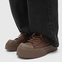 Chaussures à plateforme en toile marron pour hommes, lacées, confortables, à semelle épaisse, baskets décontractées pour les activités de plein air et quotidiennes