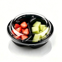 Bol à fruits en PET noir à 2 compartiments avec couvercle transparent à clipser pour la présentation de fraises et melons en supermarché, emballage en gros pour produits frais