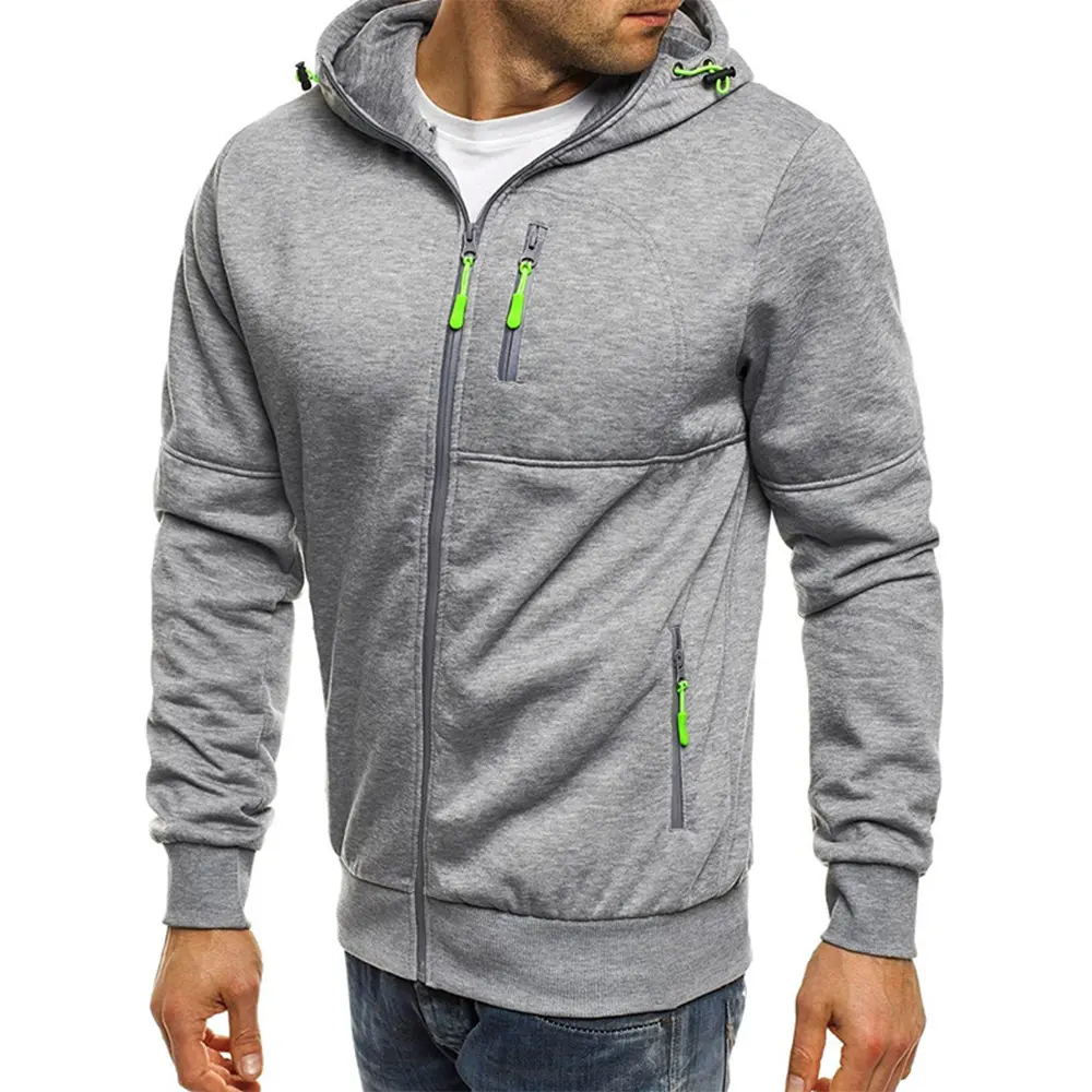 पतली ऊन Hooded Sweatshirts ज़िप जेब के साथ जिम ज़िप अप खेल रिक्त उच्च बनाने की क्रिया फिटनेस Hoodies पुरुषों