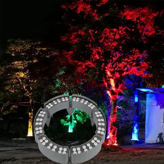 220V LED Outdoor Waterproof Spotlight Colorful High Voltage Ring Pillar Lighting for Garden Tree Hugging Application IP65 Rating