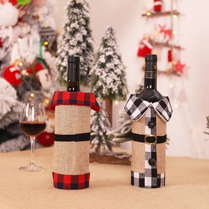 Hot Selling Red Black Wine Bottle Cover Bag Indoor Christmas Decoration Santa Claus Bottle Cover - Product Image 5