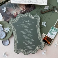 Suite d'invitations de mariage personnalisées de style baroque vintage, cartes d'invitation de luxe personnalisées avec enveloppes, faible quantité minimale de commande acceptée