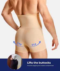 Pantalones Cortos Moldeadores de Abdomen <span class=keywords><strong>para</strong></span> Hombre, de Cintura Alta, Ropa Interior Reductora, Faja Abdominal Sin Costuras, Calzoncillos Tipo Bóxer de Algodón/Fibra de Bambú, ODM - Product Image 3