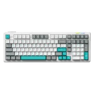 لوحة مفاتيح ميكانيكية لاسلكية AULA-LINGBAO K98 بتقنية البلوتوث مع إضاءة RGB، أزرار PBT مخصصة بحروف كورية، قابلة للتبديل السريع، مفاتيح LEOBOG، تصميم 90%، توصيل USB للمكتب - Product Image 1