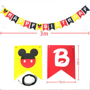 Mickey <span class=keywords><strong>Minnie</strong></span> dessin animé image tirer drapeau enfants joyeux anniversaire vacances célébration scène décoration fournitures fête bannière - Product Image 5