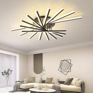 Nouvel arrivage de plafonniers ultra fins modernes créatifs noirs lustre lumière ligne rotative art minimaliste - Product Image 2