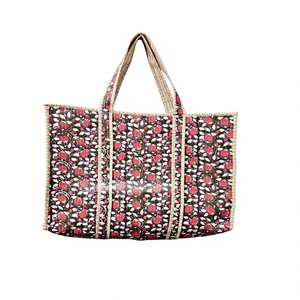 Bolso Tote de Algodón Acolchado de Color Sólido Estilo Bohemio Indio - Bolso de Compras Reutilizable Ecológico - Product Image 1