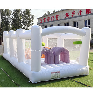 Circuito de Obstáculos Inflable para Niños, Castillo Hinchable, Parque de Atracciones, Casa de Brinco Blanca, Circuito de Obstáculos Infantil con Tobogán para Fiestas - Product Image 4