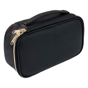 Grande trousse de maquillage portable en cuir PU vegan, résistante à l'eau, pliable, avec fermeture éclair, organiseur de pinceaux, sac de voyage cosmétique pour femmes - Product Image 1