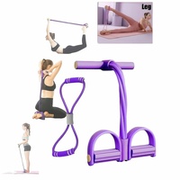 Entrenador de resistencia con pedal para abdominales, ejercitador de piernas con 4 tubos y cuerda de tracción, para uso doméstico, fitness y culturismo.