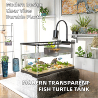 Aquarium Moderne Mixte Transparent Bonnie pour Poissons Domestiques, Terrasse Solaire, Table de Bureau en Plastique, Cylindre de Circulation Paysager 1L