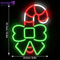 Enseigne néon LED blanc chaud aux couleurs de bonbons de Noël pour chambre à coucher, salon, fête d'hiver à la maison, décoration de café et de bureau, cadeau pour enfants