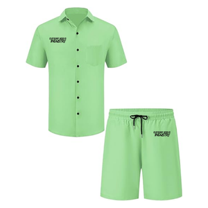 Conjunto de 2 piezas de camisa polo y pantalones cortos de estilo casual para hombre, color loro, de la mejor calidad, servicio OEM, última tendencia. - Product Image 1