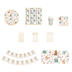 DAMAI New Customized <b>Easter</b> Theme Disposable Paper Plate Napkin Paper Tablecloth with Bunny Tableware Set for Birthday - Product Image 5