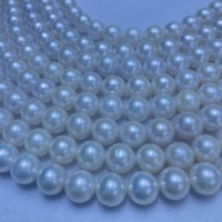 Bijoux fins 10-12mm rond blanc eau douce lâche chaîne collier de perles pour cadeau de fête des mères