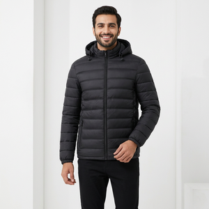 Men's Lightweight Quilted Puffer Jacket in Black with Hood <b>Waterproof</b> <b>Warm</b> Winter Coat for Outdoor & Casual Wear - Product Image 1