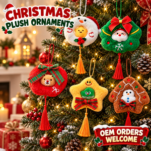Porte-clés en peluche de Noël, pendentif doux en forme de couronne, ours, étoile, pain d'épices, breloque de sac, cadeau pour enfants - Product Image 4