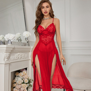 Conjuntos de Lencería Sexy al por Mayor para Mujer, Falda Larga Transparente con Bragas, Baratos y Disponibles - Product Image 3