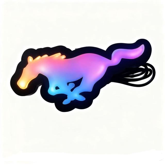 New MJ LED Emblem Badge Light for Mustang 1st Gen 2019- RGBW Front Grill Waterproof 12V Car Logo Light