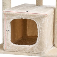 Arbre à chat moderne à 2 niveaux, écologique, avec niche, arche, poteaux à gratter en sisal et en papier, plateforme supérieure rembourrée en peluche, tour pour chat