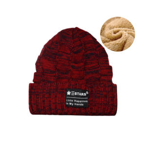 Gorro de punto acanalado a cuadros margados, gorros de punto de Color sólido, gorro grueso y cálido para exteriores, gorro de punto elástico con puños para clima frío - Product Image 1