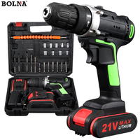 Perceuse à percussion au lithium, mini-perceuse sans fil 18V-24V, deux batteries, un chargeur, mandrin sans clé, perceuse électrique OEM