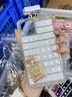 Étui rigide en TPU souple de luxe 3D Bling avec sangle pour iPhone 15 Pro Max 15 Plus 14 13 12 Pro