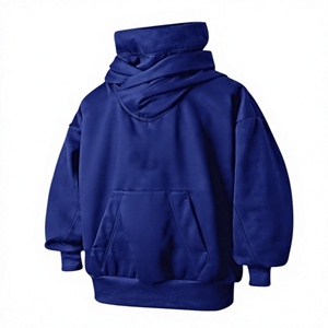 Sudadera con Capucha Extra Grande para Hombre, Azul Sólido, Algodón French Terry, Estilo Casual para Otoño, Diseño con Bolsillos, Corte Regular - Product Image 1