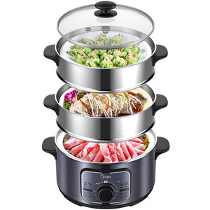 Midea Electric Food Steamer 12.1L 3-Layer Stainless Steel Household Steam <b>Cooker</b> - Product Image 3