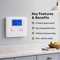 Toptan Basit Dijital Termostat, Kolay Değiştirilebilir Pil Yuvası ve 3 Dakika Kompresör Gecikmesi ile Ev Tipi HVAC için