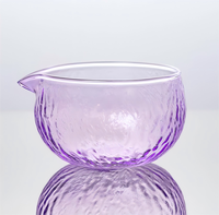 En stock Bol à thé en verre martelé multicolores de haute qualité avec bec verseur Résistant à la chaleur Ensemble Chawan pour la cérémonie du thé Matcha