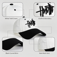 Casquettes de baseball bicolores personnalisées avec logo, fabrication directe usine OEM/ODM, faible MOQ, vente en gros, style sportif, visière contrastante, pour activités de plein air et sportives