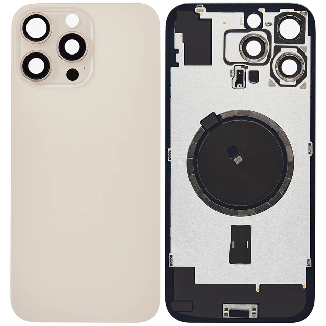 Perfect Match Back Panel for iPhone 15 15pro 15pro Max With OEM Camera Lens Kit and Solid Metal Bezel