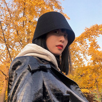 Chapeau Bob en Mélange de Laine pour Femme, Style Japonais, Couleur Unie, Chaud Automne-Hiver, Minimaliste, Uni, Amincissant le Visage, Chapeau de Pêcheur
