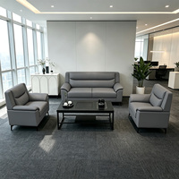 Ensemble de canapés de bureau modernes en cuir gris, canapé d'accueil pour hall de bureau, mobilier commercial, canapé pour visiteurs de bureau