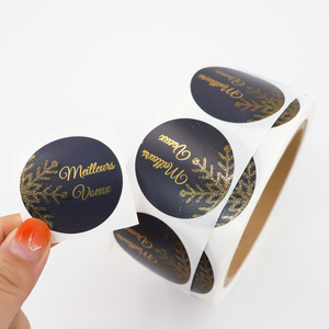 Autocollant rond personnalisé autocollant logo en feuille d'or <span class=keywords><strong>étiquettes</strong></span> <span class=keywords><strong>autocollantes</strong></span> étanches résistant aux rayures <span class=keywords><strong>étiquettes</strong></span> en vinyle durables - Product Image 6