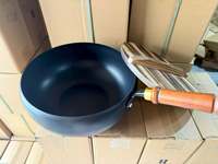 Ensemble d'ustensiles de cuisson professionnels en gros : Wok en fer, Poêle pour cuisinière à gaz, Poêle écologique en fer, Wok classique à fond plat pour frire