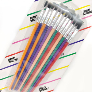 Juego de 12 Pinceles de Acuarela Portátiles, Económicos y Duraderos, con Mangos Coloridos y Pelo Negro para Niños, Ideales para Pintar - Product Image 6