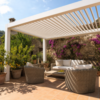 Gazebo en aluminium avec revêtement en poudre, toit à lames motorisées, facile à assembler pour la cour, le balcon, la terrasse, le jardin