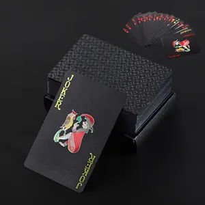 カスタム24Kゴールドトランププラスチックポーカーゲームデッキフォイルポーカーパックマジック防水カードボードゲーム