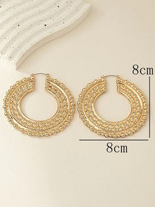 2024 Fashion Jewelry Exaggerated New Concave Convex Large Circle <strong>Earrings</strong> Hammered Flower Big Round <strong>Clip</strong> <strong>on</strong> <strong>Earrings</strong> Hoops - Product Image 3