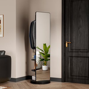 360 Degree Rotating Full Length <b>Mirror</b> With Hook Storage Rack Coat Rack Solid Wood Floor <b>Mirror</b> 66x17.8 Inches - Product Image 2