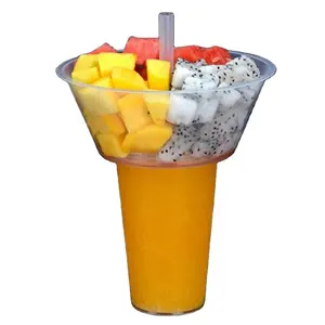 Wegwerp Snack Tray Salade Fruit Lade Delen Cup Plastic Beker Met Lade Deksel