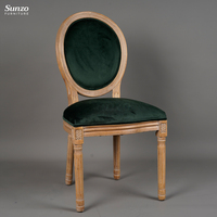 Chaise Louis rembourrée pour événements de mariage, chaise de salle à manger à dossier rond de style français avec coussin en tissu pour mobilier de banquet de luxe